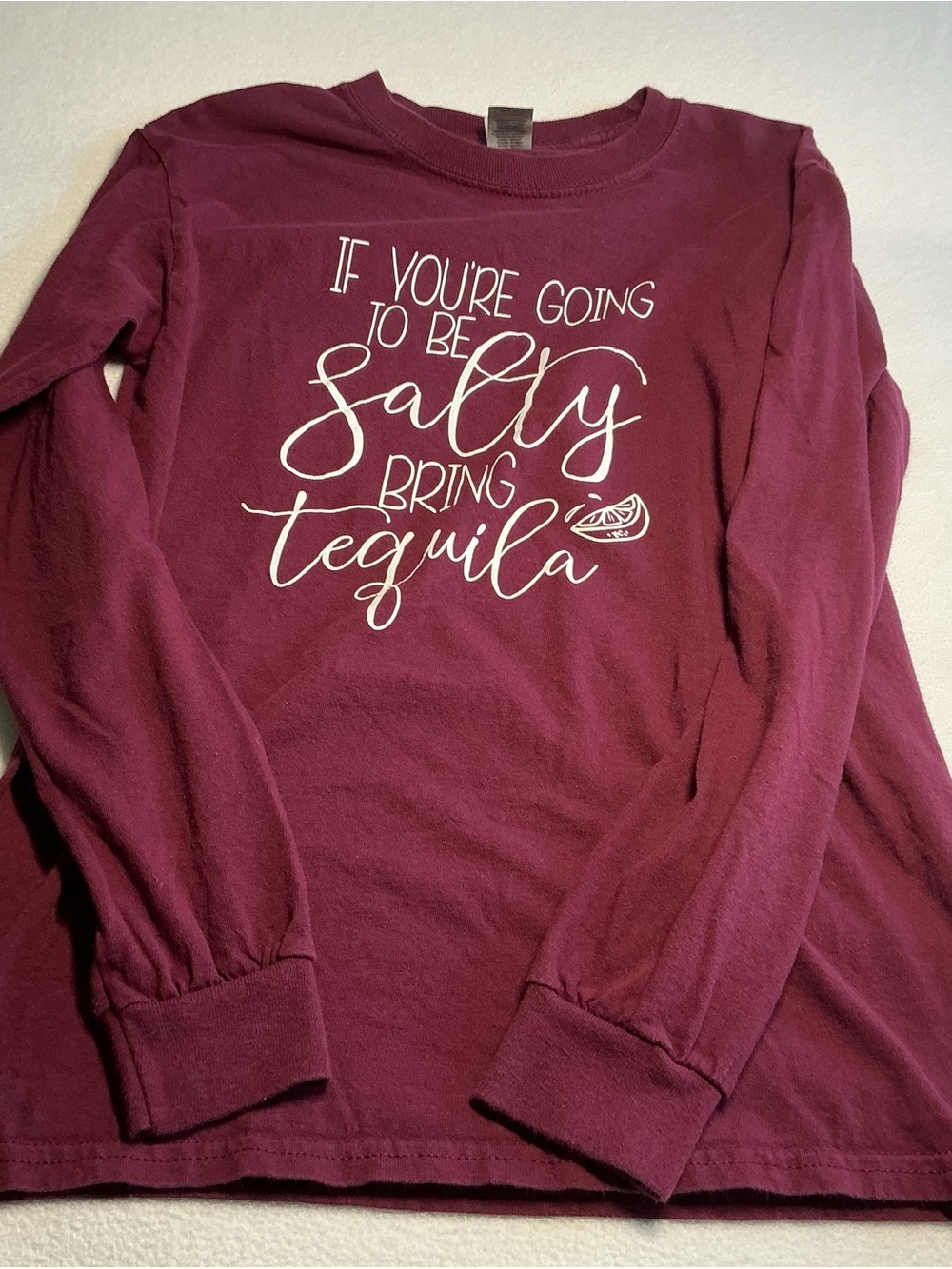Maroon Long Sleeve funny tequila T-shirt small - Picture 12 of 12